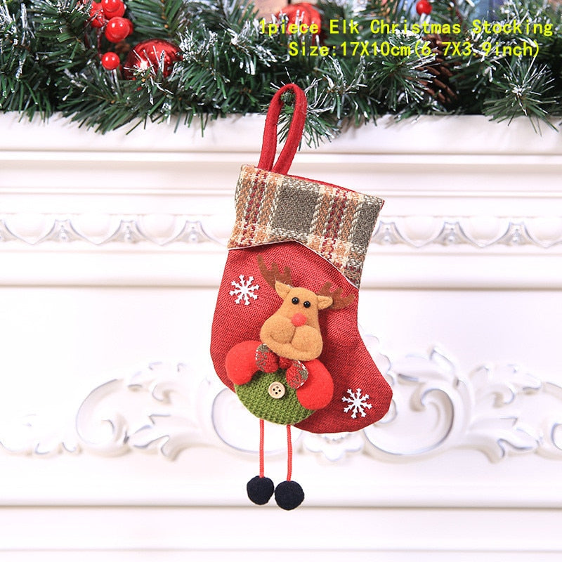 2023 New Year Christmas Stocking Sack Xmas Gift Candy Bag Noel Christmas Decorations for Home Navidad Sock Christmas Tree Decor