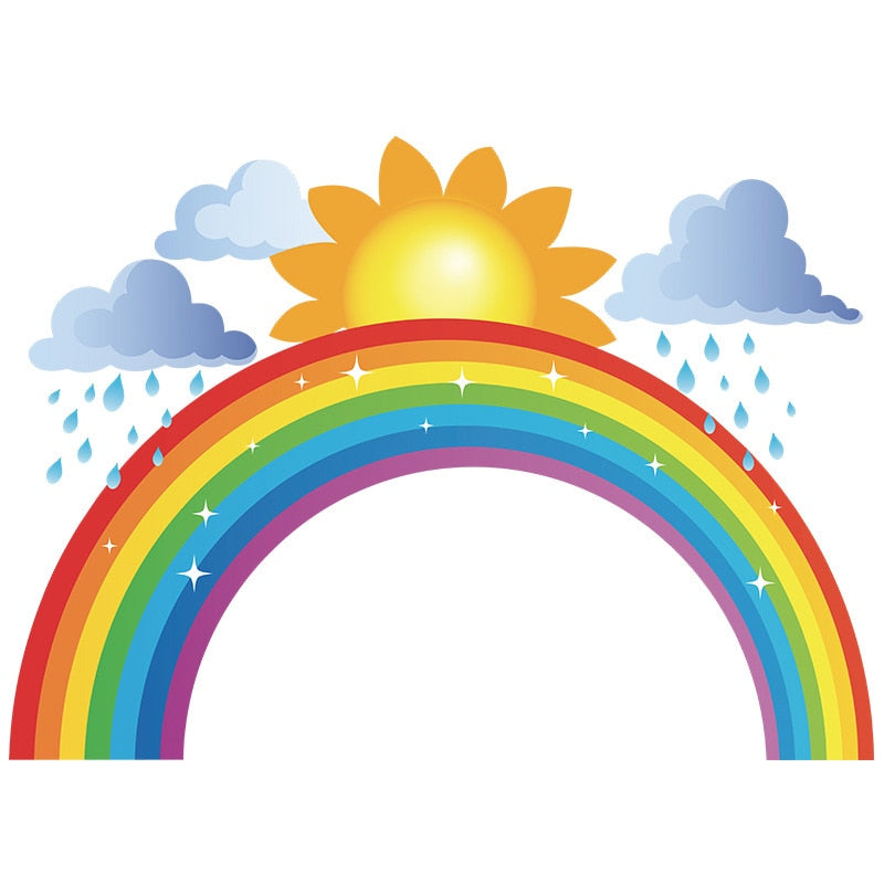 Cartoon painted rainbow sun children bedroom  wall stickers self-adhesive room decoration