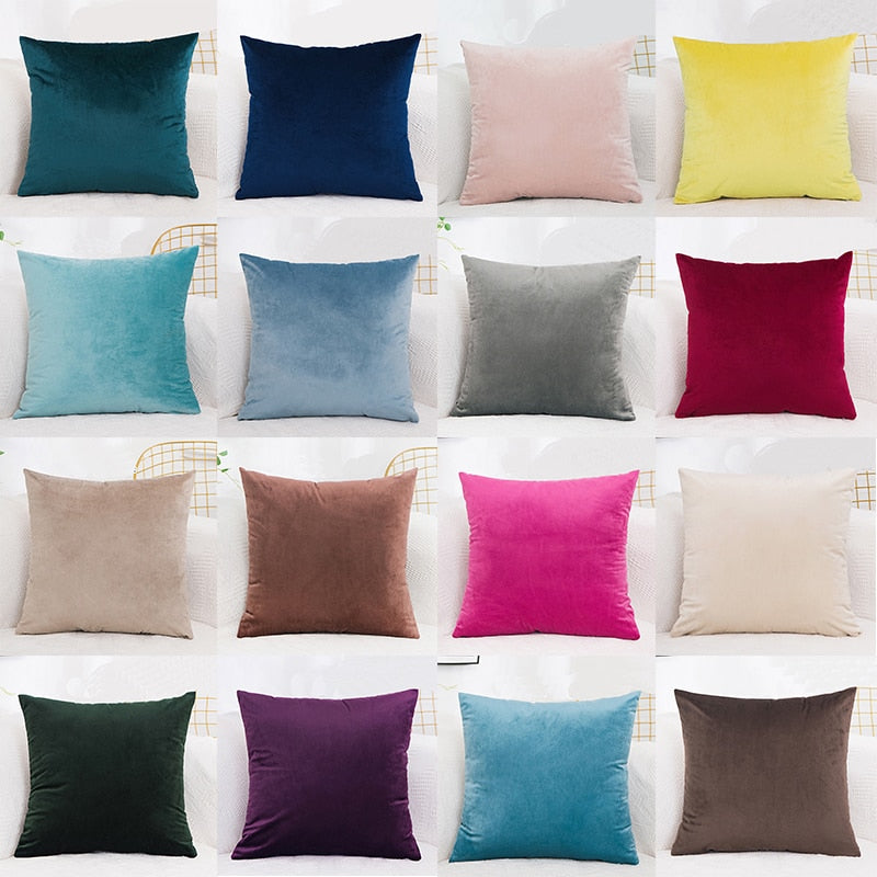 45x45cm Solid Color Luxury Velvet Throw Pillow Case Sofa