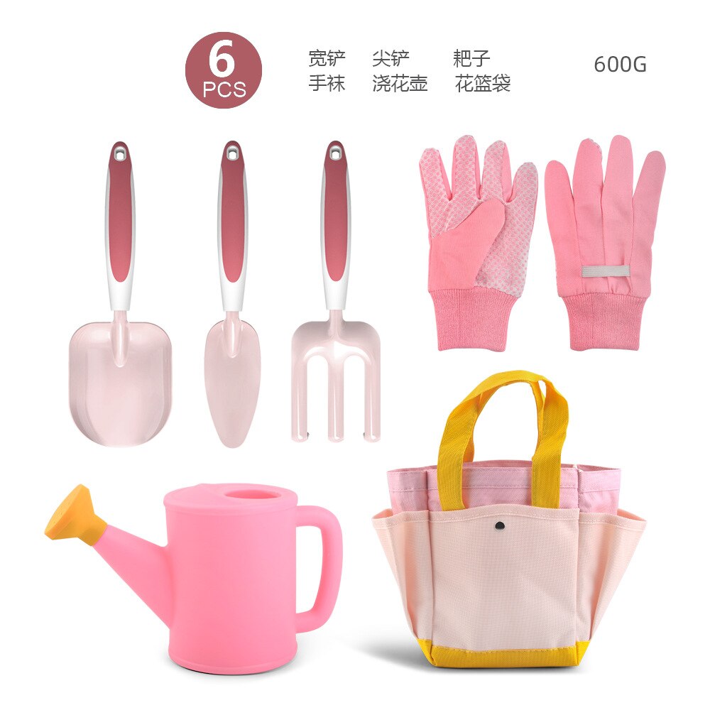 Children&#39;s Garden Planting Tool Set Shovel Turning Soil Rake Storage Flower Basket Bag Watering Can Gardening Tools