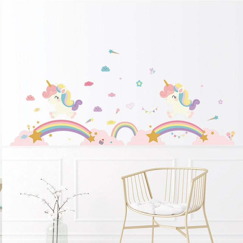 Cartoon painted rainbow sun children bedroom  wall stickers self-adhesive room decoration