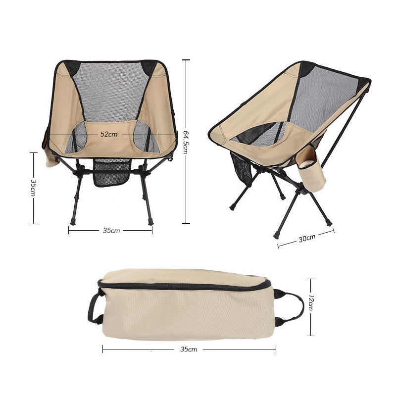 Ultralight Folding Moon Chairs Outdoor Camping Chair Removable Washable Fishing Picnic BBQ Chairs With Carry Bag Outdoor Stool