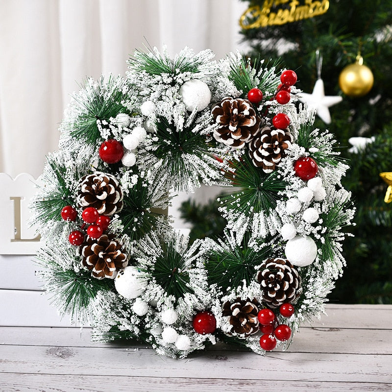 2022 Christmas Wreath Handmade Rattan Pendant Garland Christmas Decorations for Home Stairs Door Navidad 2023 New Year Ornaments