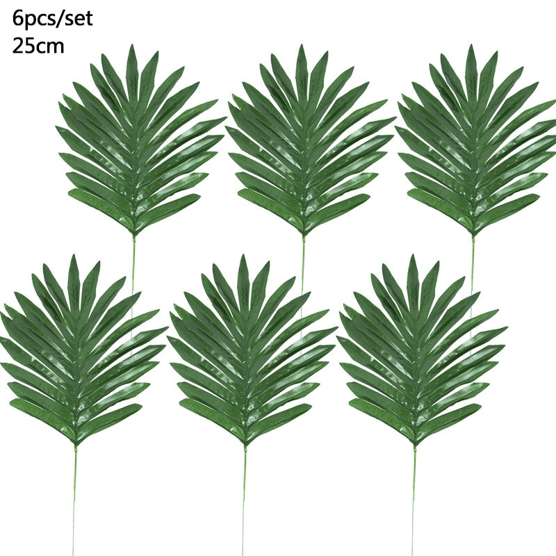 Artificial Tropical Palm Leaves Hawaiian Luau Safari Jungle Party Decoration Summer Wedding Birthday Home Table Decor Fake Plant