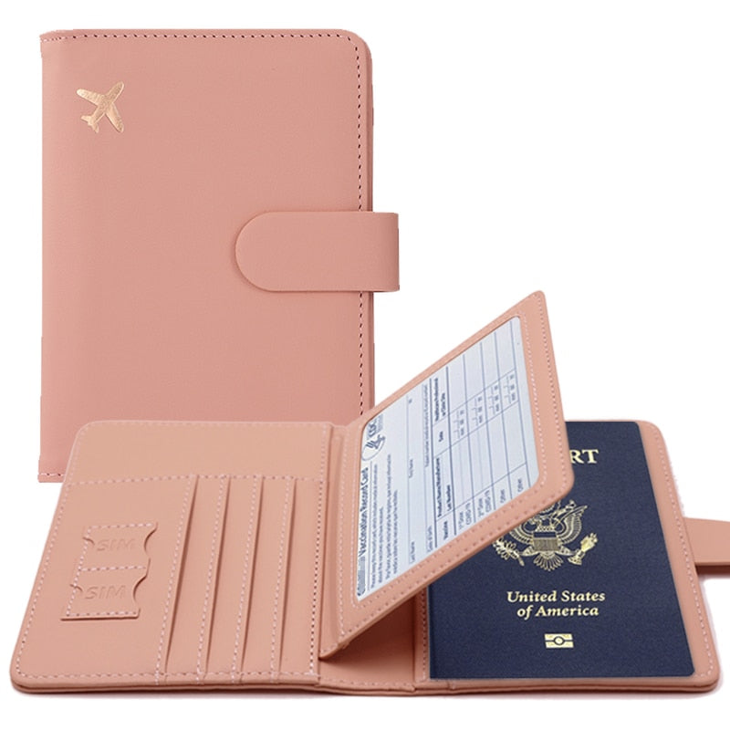 Passport Cover PU Leather Man Women Travel Passport Holder with Credit Card Holder Case Wallet