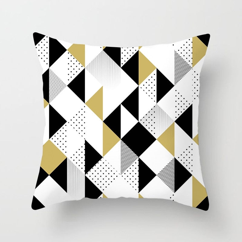 45x45cm Geometric Cushion Cover Abstract Color Block Grids Pillow Case for Living Room Sofa