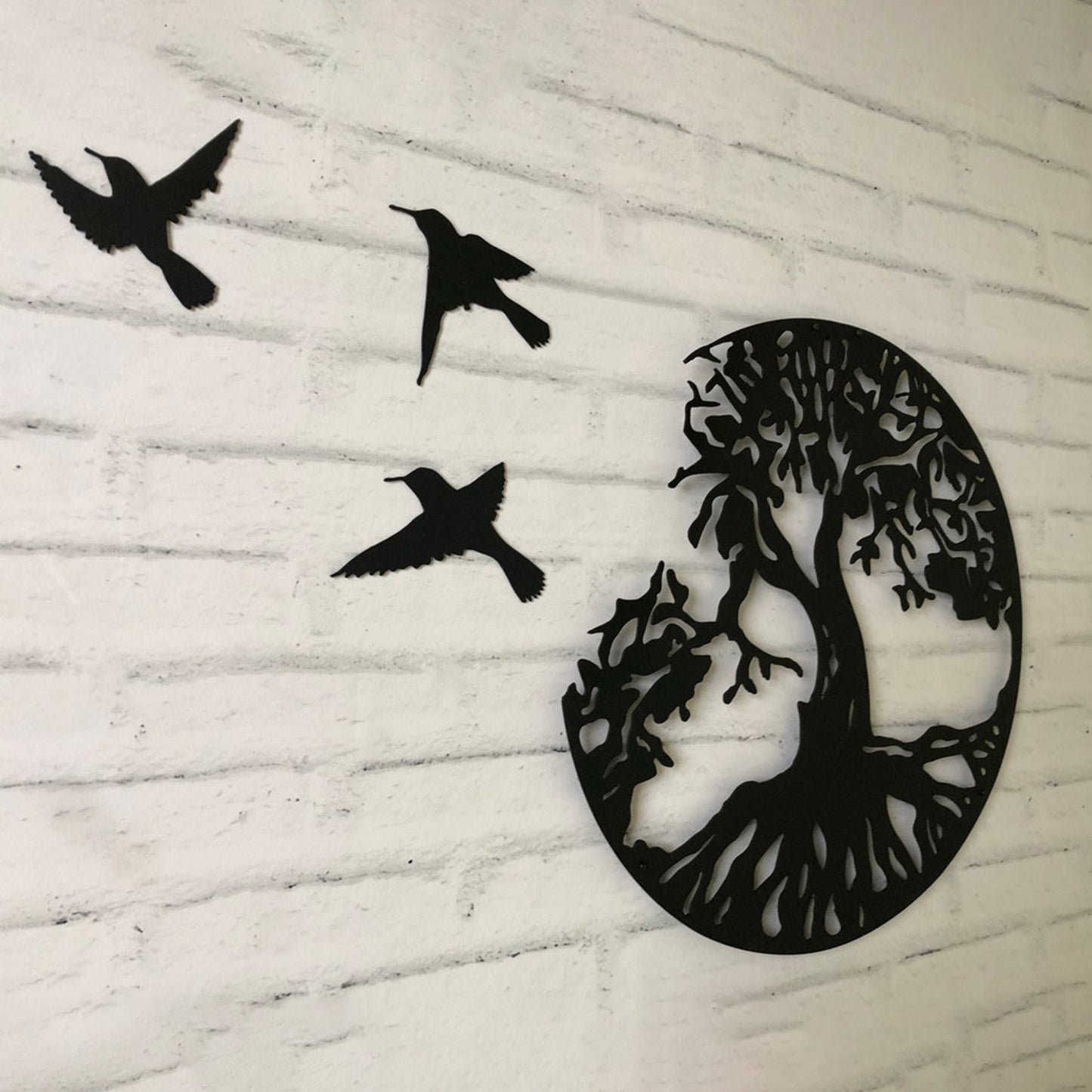 Tree Of Life  Birds Metal Wall 11.02in Decor Art Decoration For Balcony Patio Porch Living Room Pendant