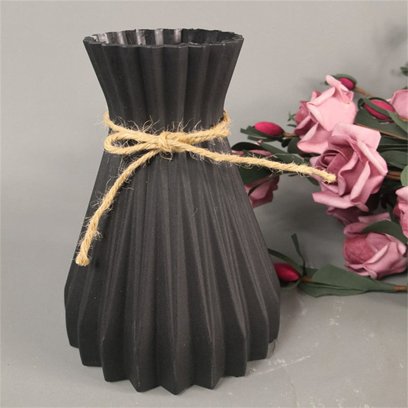 Nordic Plastic Flower Vase Unbreakable Anti-Ceramic Vases European Imitation Rattan Pot