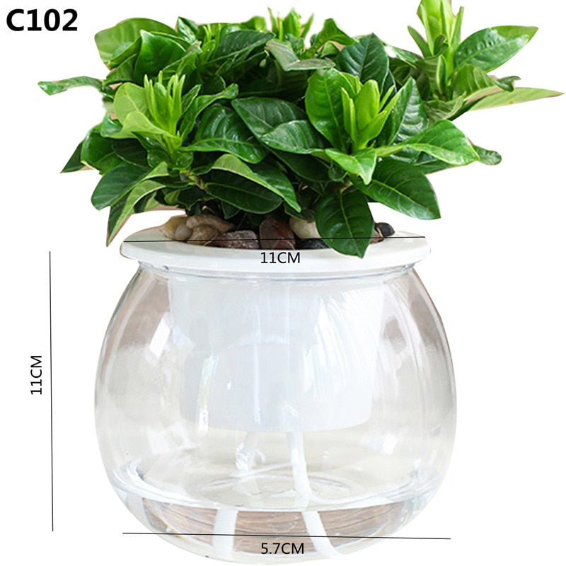 Self Watering Planter Pots Mini Round Design Succulent Plant Pot Indoor Home Garden Modern