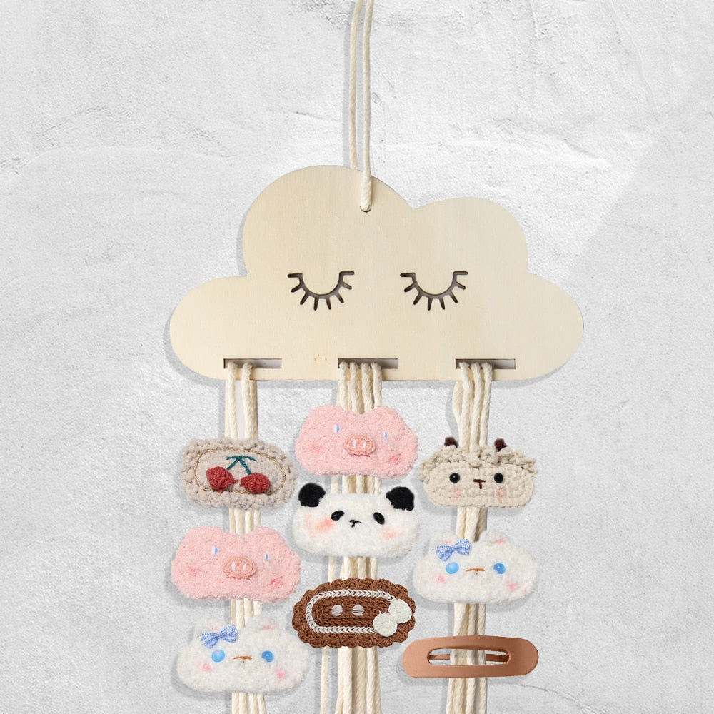 Cloud Baby Hair Clips Holder Ins Nordic Style Wood Princess Hairpin Hairband Storage Pendant DIY Jewelry Organizer Wall Ornament