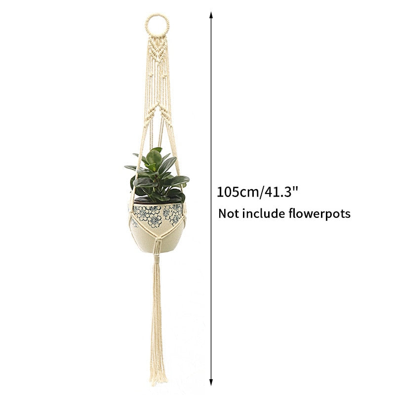 Plant Hanging Basket Wall Hanger Flower Pot Pocket Handmade Macrame Woven Potted Net Bag  Balcony Boho Home Decor