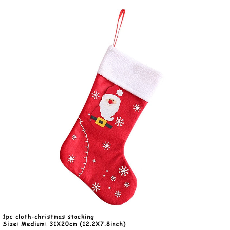 2023 New Year Christmas Stocking Sack Xmas Gift Candy Bag Noel Christmas Decorations for Home Navidad Sock Christmas Tree Decor