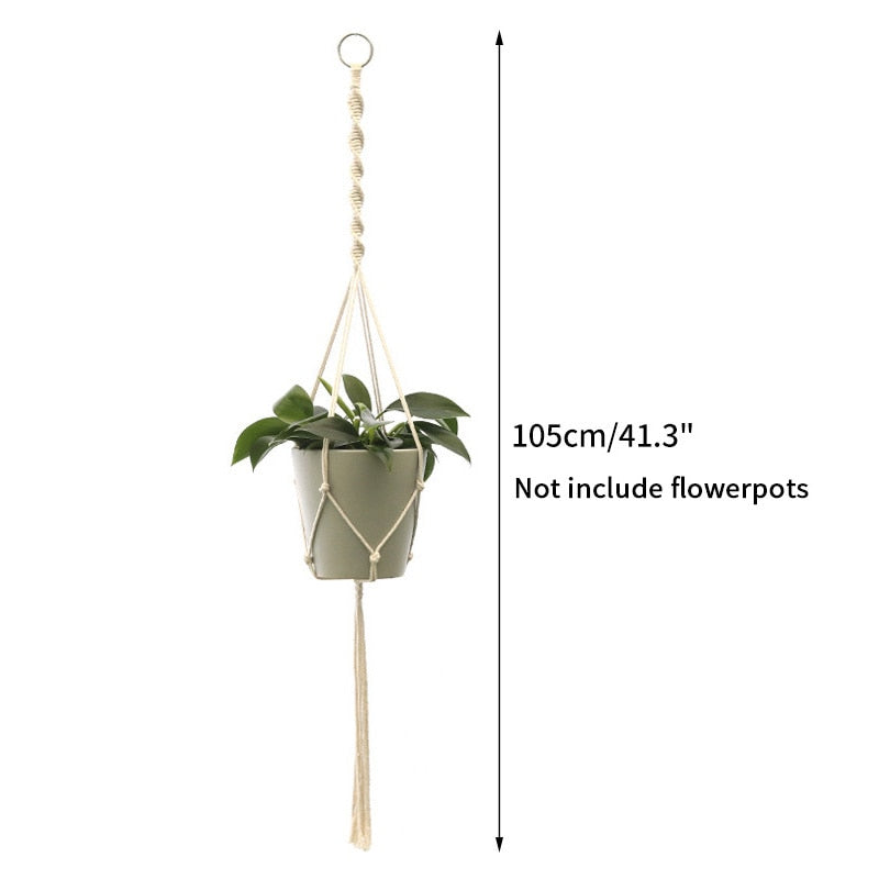 Plant Hanging Basket Wall Hanger Flower Pot Pocket Handmade Macrame Woven Potted Net Bag  Balcony Boho Home Decor