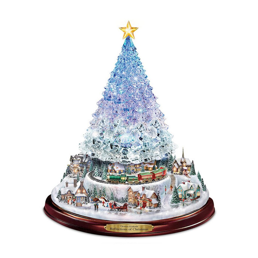 Christmas Tree Window Stickers Rotating Sculpture Train Decoration Christmas Decorations Winter Home Furnishings 2022 Navidad