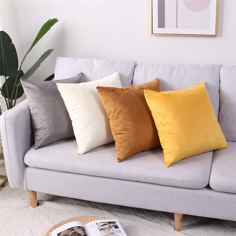 45x45cm Solid Color Luxury Velvet Throw Pillow Case Sofa