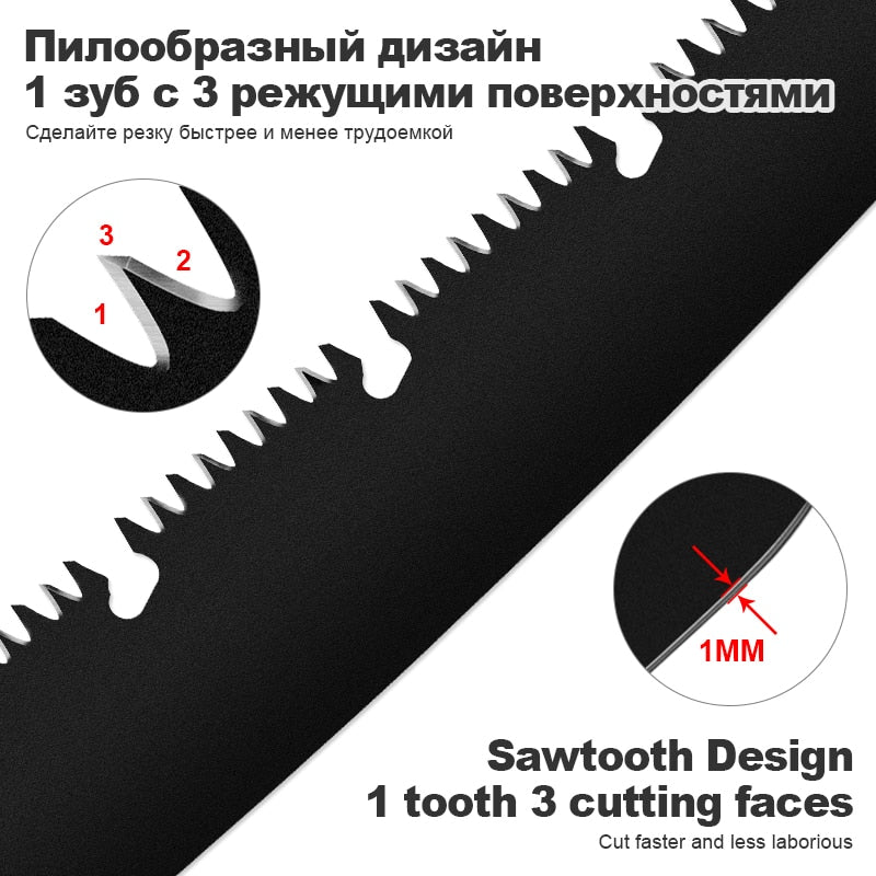 FivePears Portable Folding Hand Saw,Sk5 Alloy Hacksaw Blade,PTFE Coating,Portable Closes Camping Multitool Saws