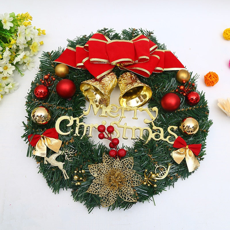 2022 Christmas Wreath Handmade Rattan Pendant Garland Christmas Decorations for Home Stairs Door Navidad 2023 New Year Ornaments