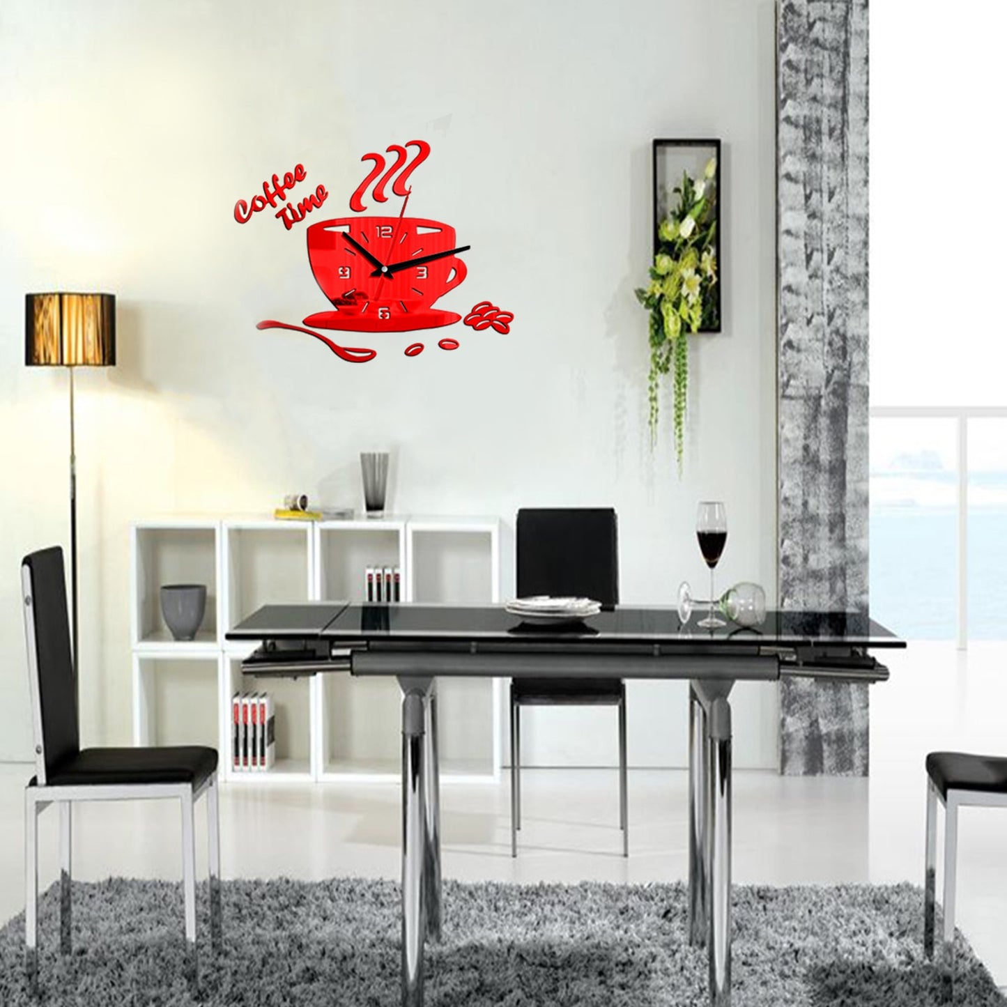 3D Mirror Coffee Cup Shaped Wall Clocks Modern Design Creative Wall Clock