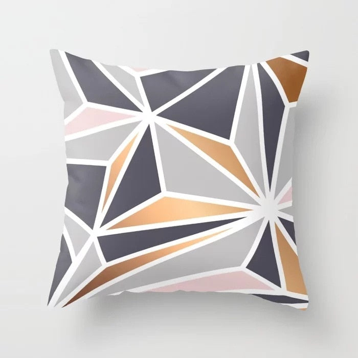 45x45cm Geometric Cushion Cover Abstract Color Block Grids Pillow Case for Living Room Sofa