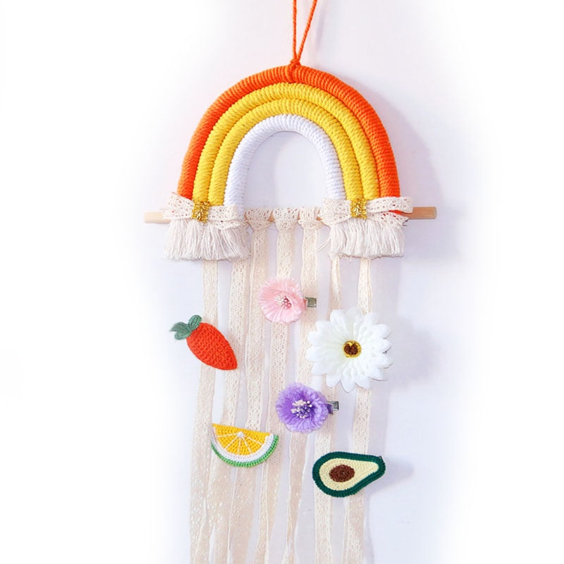 INS Weave Rainbow Baby Hair Clips Accessories Holder Princess Girls Hairpin Hairband Storage Pendant Jewelry Wall Ornaments