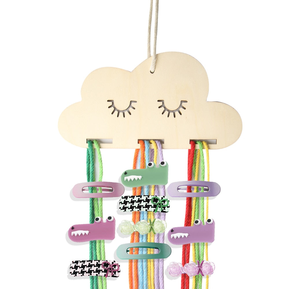 Cloud Baby Hair Clips Holder Ins Nordic Style Wood Princess Hairpin Hairband Storage Pendant DIY Jewelry Organizer Wall Ornament