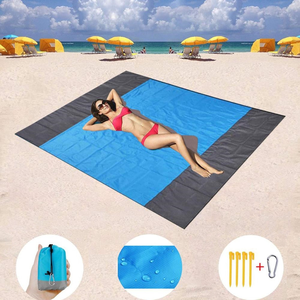 200x210cm Pocket Picnic Waterproof Beach Mat Sand Free Blanket Camping Outdoor Picknick Tent Folding Cover Bedding