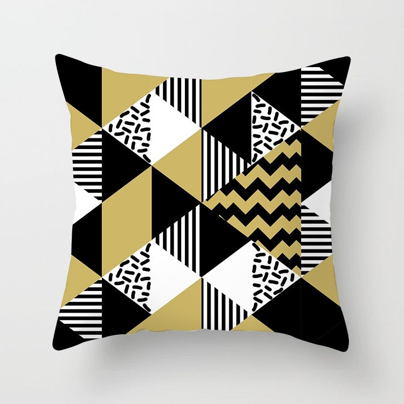 45x45cm Geometric Cushion Cover Abstract Color Block Grids Pillow Case for Living Room Sofa