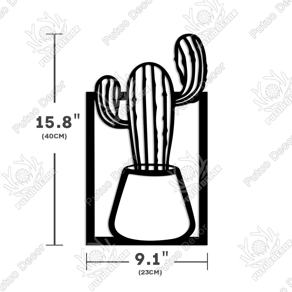 Putuo Decor 4Pcs Black Wooden Desert Cactus