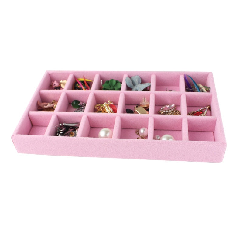 Soft Velvet Stackable Jewelry Display Storage Box Organizer Jeweler Ring Earrings Necklace Tray Portable Showcase Holder Fashion