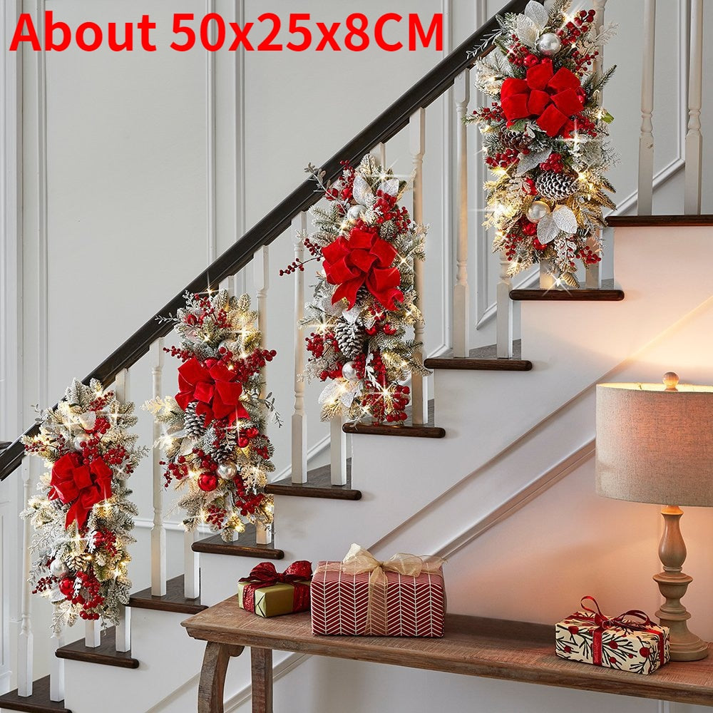 2022 Christmas Wreath Handmade Rattan Pendant Garland Christmas Decorations for Home Stairs Door Navidad 2023 New Year Ornaments