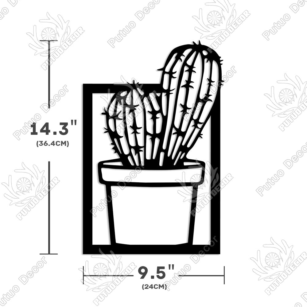 Putuo Decor 4Pcs Black Wooden Desert Cactus