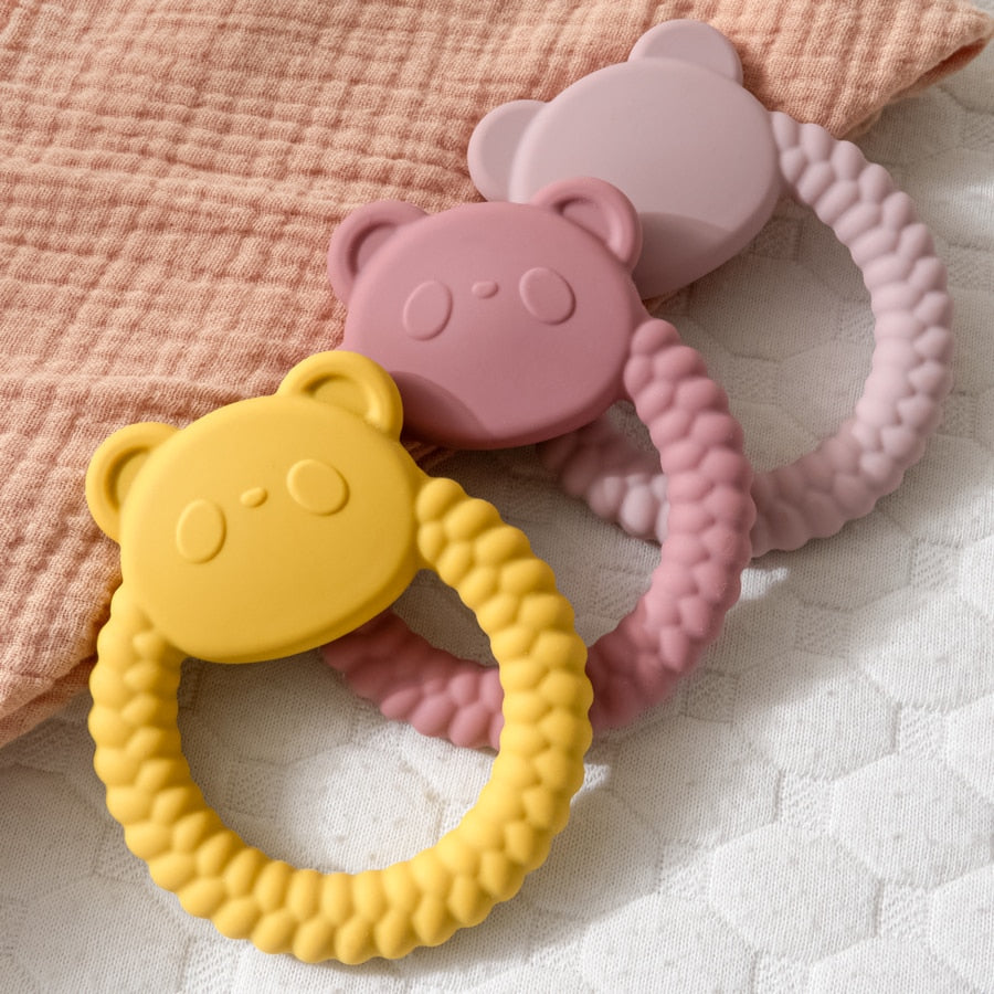 1PCS New Kawaii Panda Shape Teether Toys Silicone Teether Ring Baby Shower Gift Kid Teething Toys Newborns Chewing Accessories