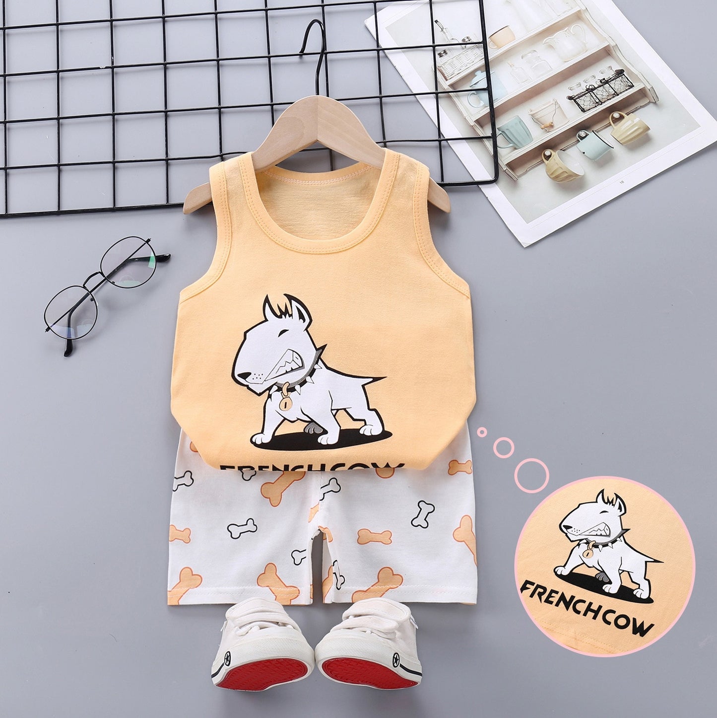 Children Sets Kids Vest Suit 2PCS Set Summer Cotton T-Shirt Girl Shorts Clothes Children Boys Girls Sleeveless Suit Wear Cloth