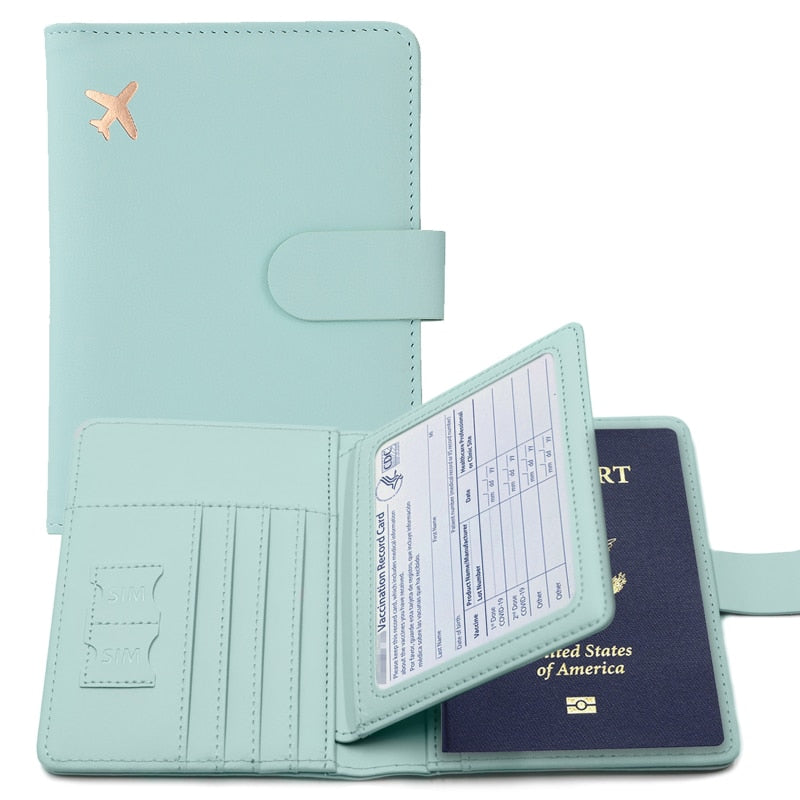 Passport Cover PU Leather Man Women Travel Passport Holder with Credit Card Holder Case Wallet