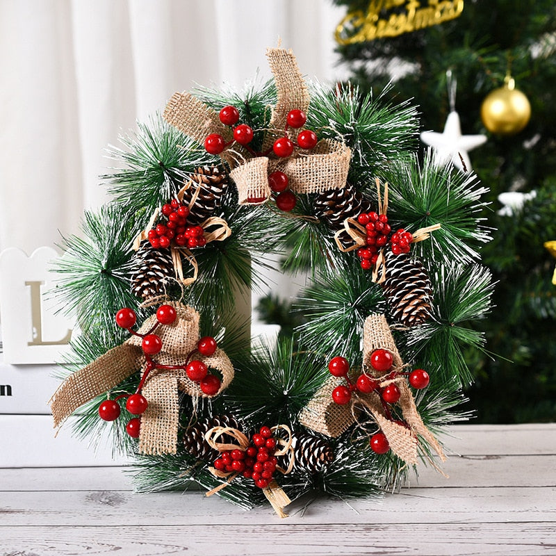 2022 Christmas Wreath Handmade Rattan Pendant Garland Christmas Decorations for Home Stairs Door Navidad 2023 New Year Ornaments