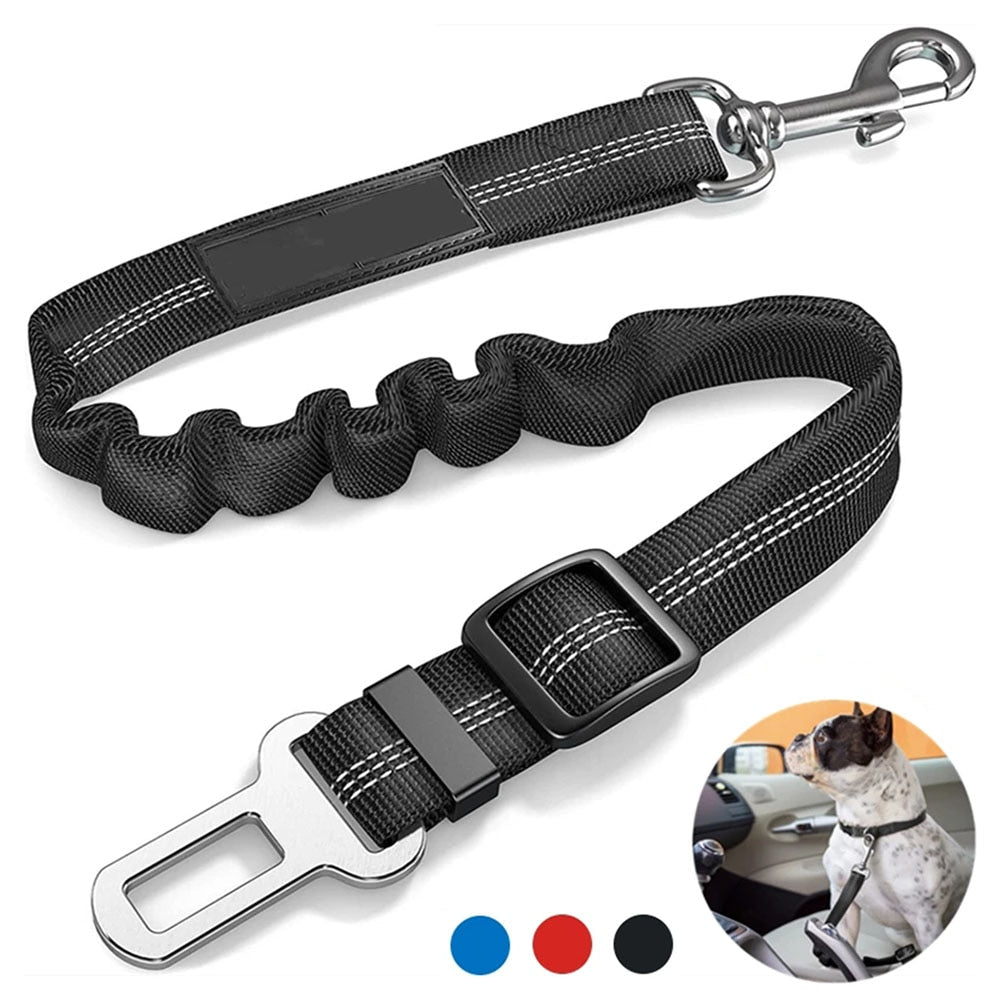 Dog Seat Belt Car Seatbelt Harness for Dogs Adjustable Durable Nylon Reflective Bungee Fabric Tether Car Travel Supplies for Pet