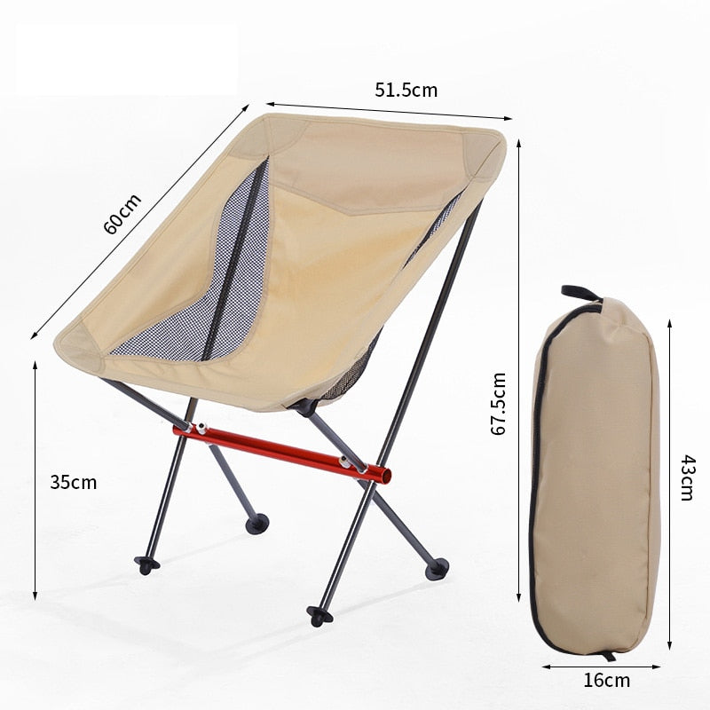 Ultralight Folding Moon Chairs Outdoor Camping Chair Removable Washable Fishing Picnic BBQ Chairs With Carry Bag Outdoor Stool