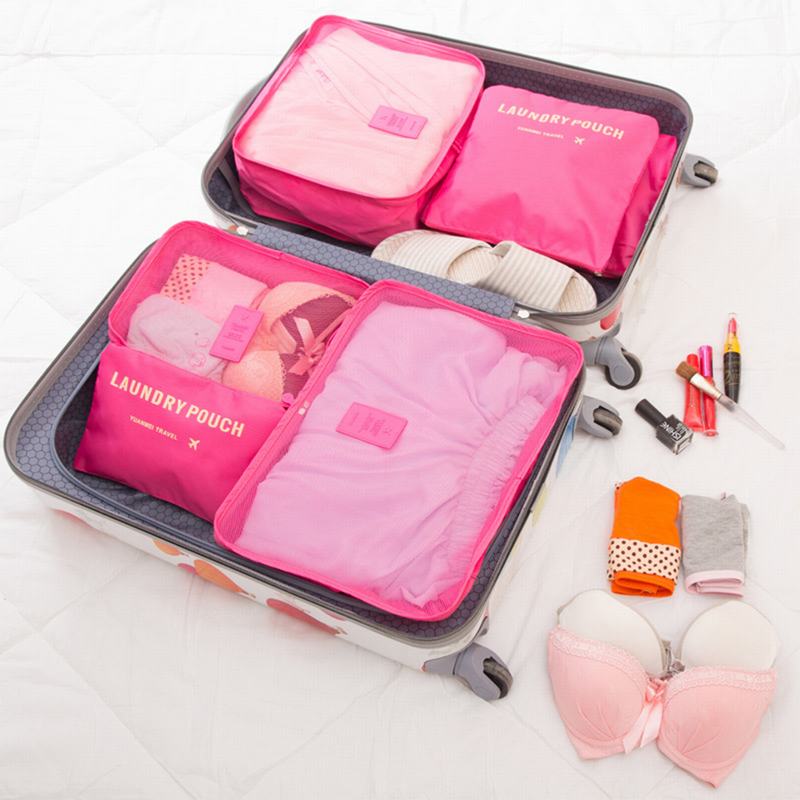 6pcs/set Travel Storage Bag Suitcase Luggage Organizer Set