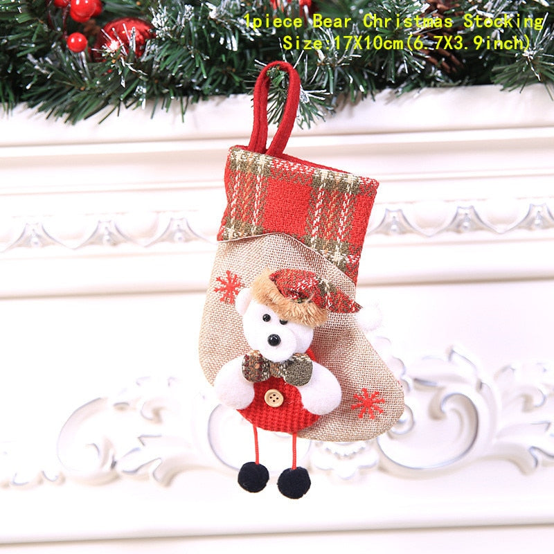 2023 New Year Christmas Stocking Sack Xmas Gift Candy Bag Noel Christmas Decorations for Home Navidad Sock Christmas Tree Decor