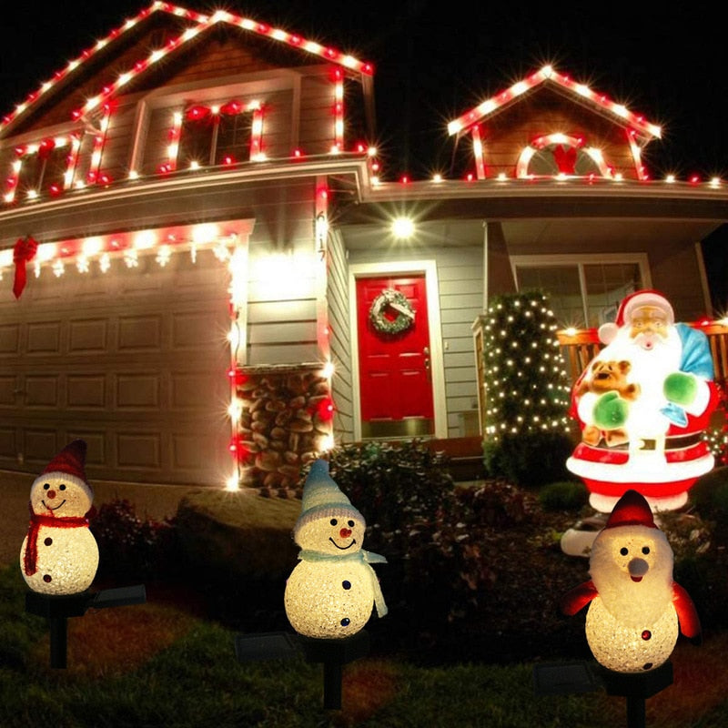 Solar Garden Lights Snowman Christmas Decoration Waterproof Solar Led Light Outdoor Post Lamp Lawn Landscape Led Solar Lighting