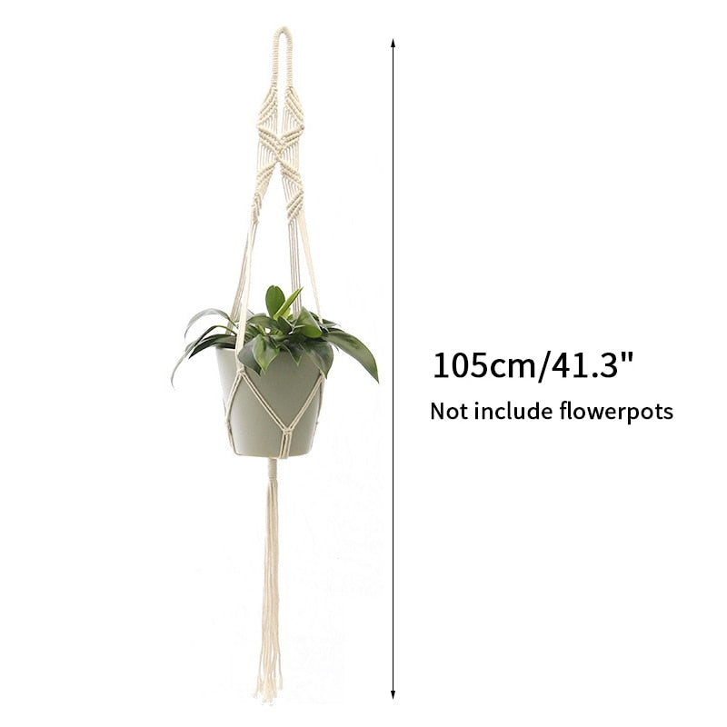 Plant Hanging Basket Wall Hanger Flower Pot Pocket Handmade Macrame Woven Potted Net Bag  Balcony Boho Home Decor