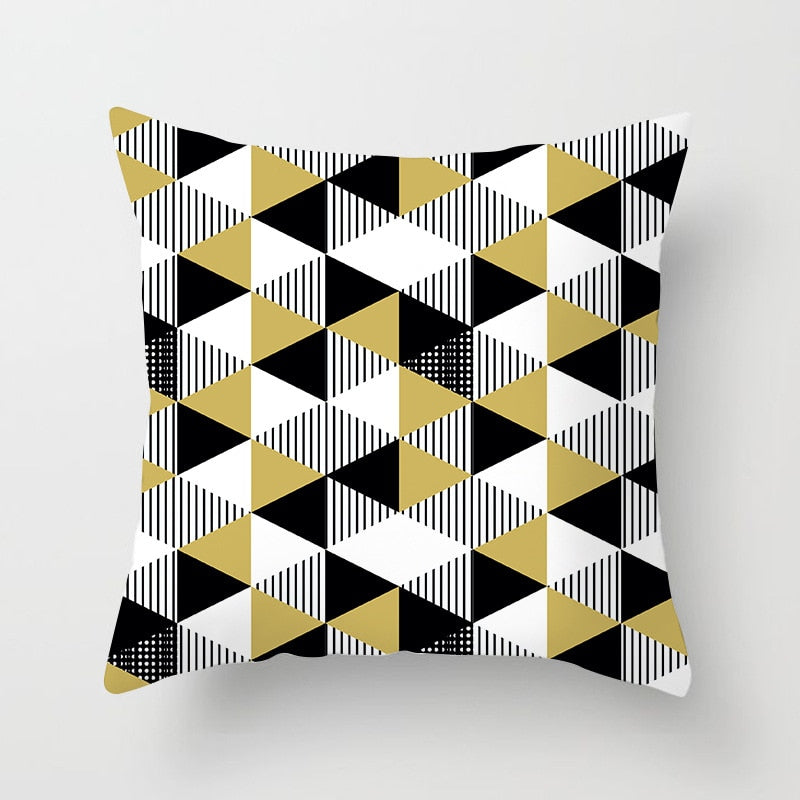 45x45cm Geometric Cushion Cover Abstract Color Block Grids Pillow Case for Living Room Sofa