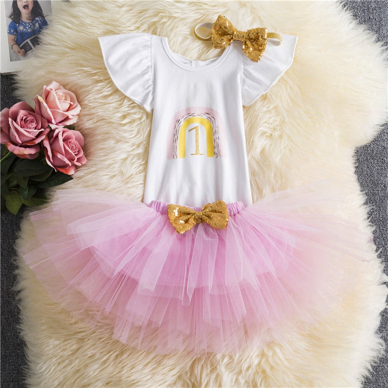 1 Year Baby Girl Clothes Unicorn Party tutu Girls Dress Newborn Baby Girls 1st Birthday Outfits Toddler Girls Boutique Clothing