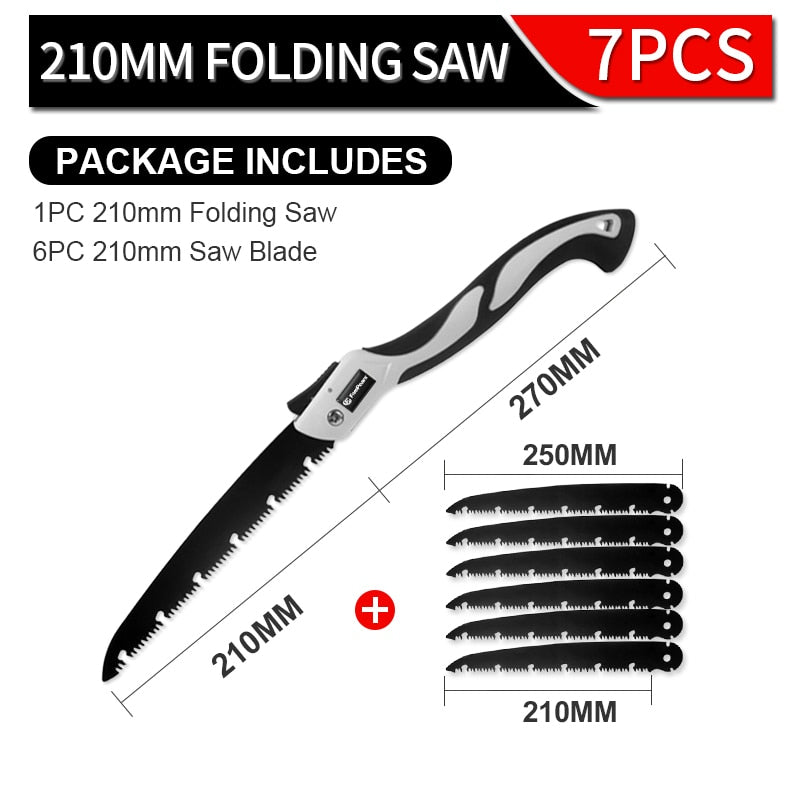 FivePears Portable Folding Hand Saw,Sk5 Alloy Hacksaw Blade,PTFE Coating,Portable Closes Camping Multitool Saws