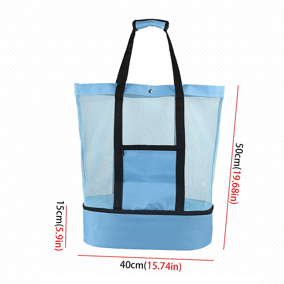 Basedidea Outdoor Insulated Cooler Bag Portable Beach Mesh Bag