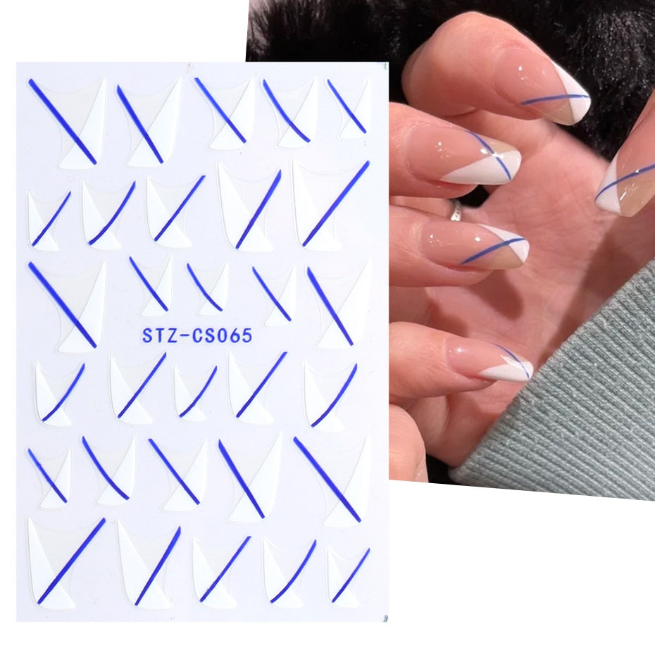 3D Simple Lines Nail Stickers Rose Gold Metal Stripe Letters Decals Curve Gel Nails Art Sliders Polish