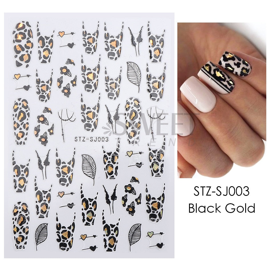 3D Simple Lines Nail Stickers Rose Gold Metal Stripe Letters Decals Curve Gel Nails Art Sliders Polish