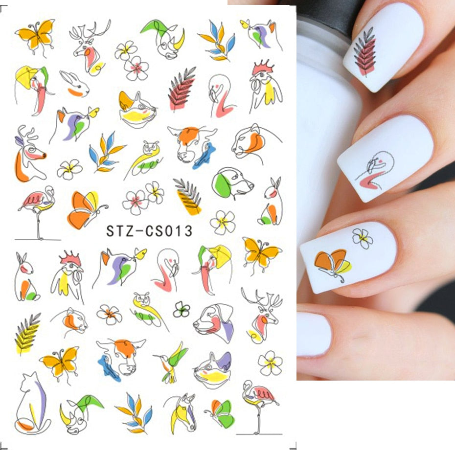 3D Simple Lines Nail Stickers Rose Gold Metal Stripe Letters Decals Curve Gel Nails Art Sliders Polish