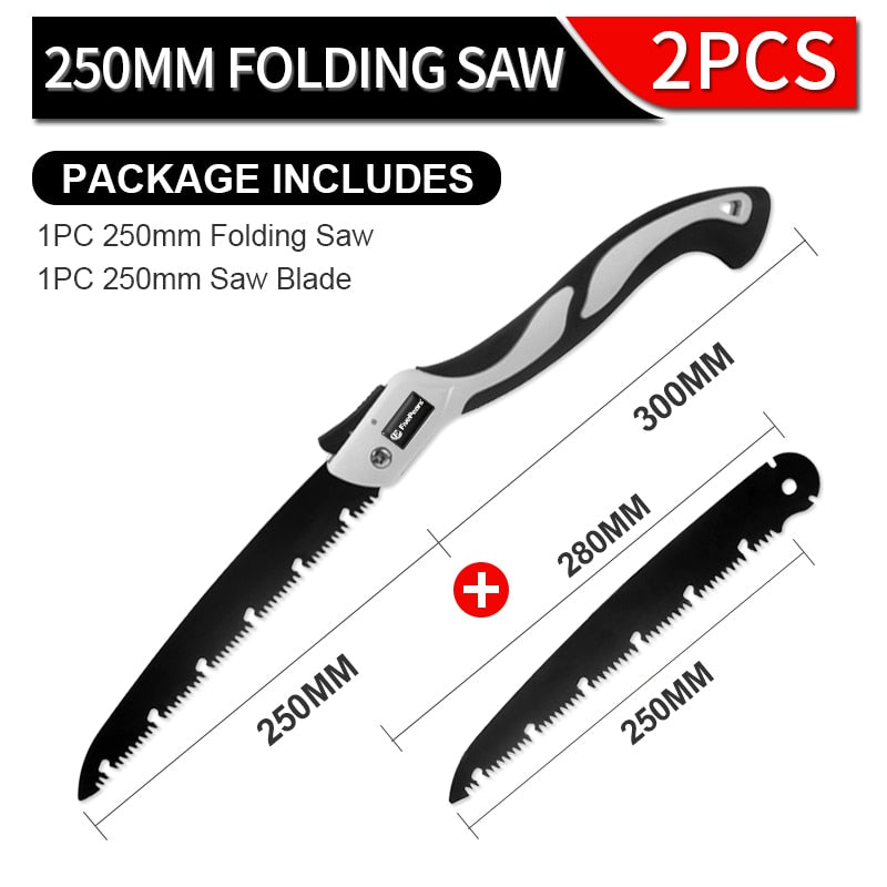 FivePears Portable Folding Hand Saw,Sk5 Alloy Hacksaw Blade,PTFE Coating,Portable Closes Camping Multitool Saws