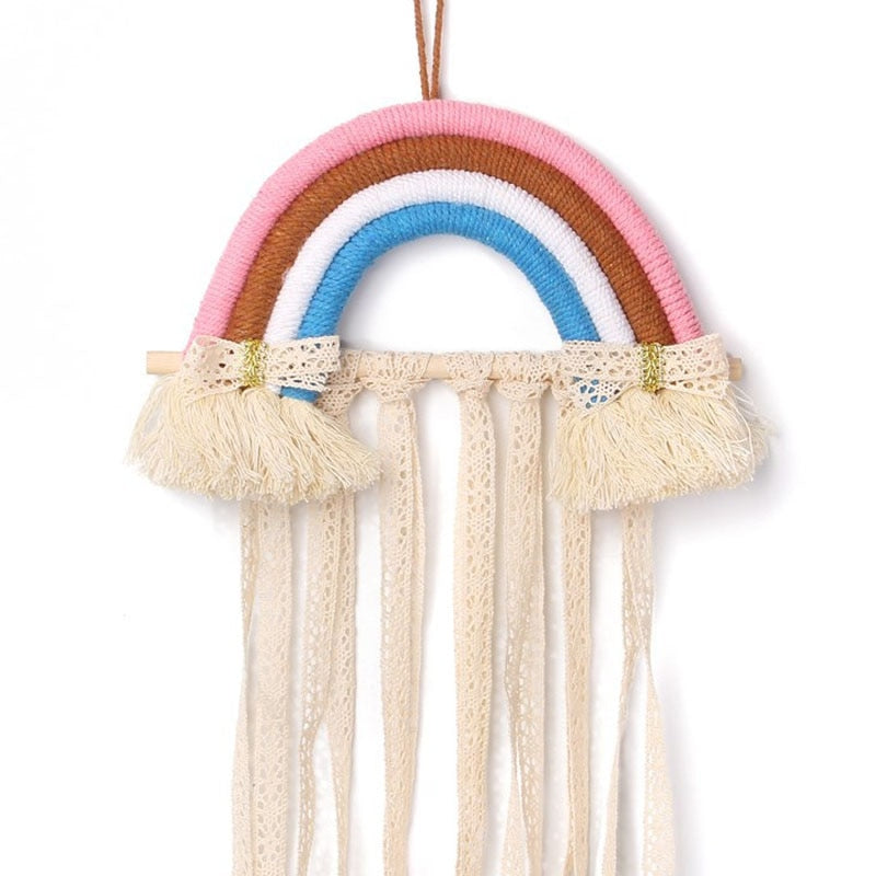 INS Weave Rainbow Baby Hair Clips Accessories Holder Princess Girls Hairpin Hairband Storage Pendant Jewelry Wall Ornaments